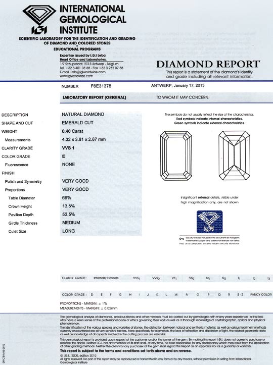 Foto 9 - Diamant 0,40 Carat Emerald Cut River VVS1 IGI Expertise, D6443