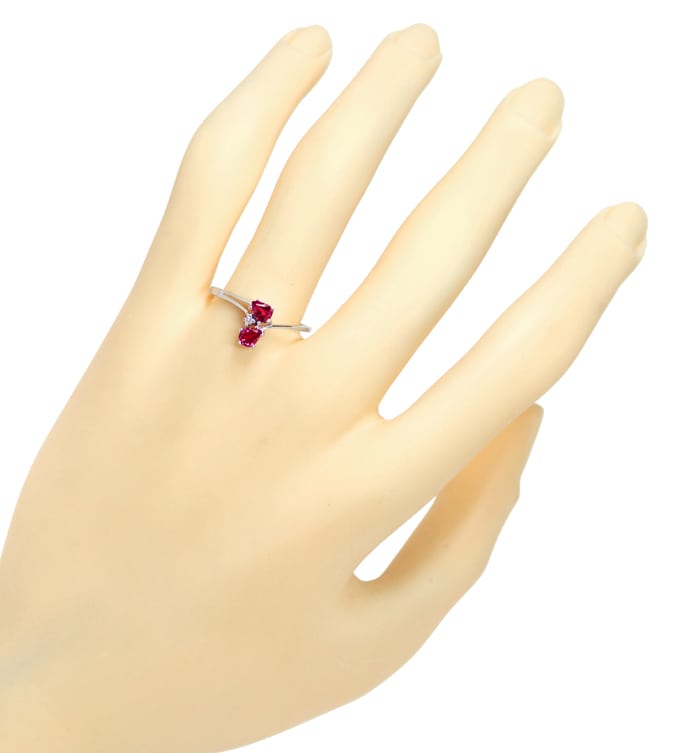 Foto 4 - Weißgoldring Toi et Moi mit Spitzen Rubinen und Diamant, Q1341