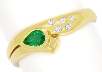 Foto 1 - Design-Ring 0,2ct Spitzen Smaragd Tropfen und Diamanten, Q1416