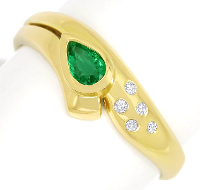 Foto 2 - Design-Ring 0,2ct Spitzen Smaragd Tropfen und Diamanten, Q1416