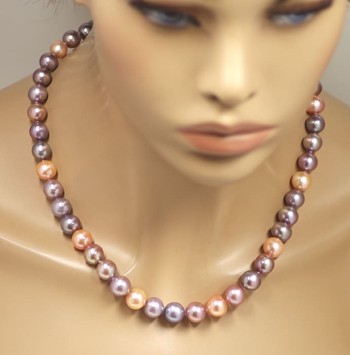 Foto 4 - Multicolor Pastell Kasumi Perlenkette Magnet Kugelschloß, Q2298