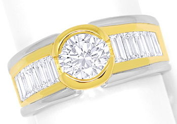 Foto 1 - Design-Ring 1,07ct Brillant und 1,2ct Diamant Baguetten, S3678