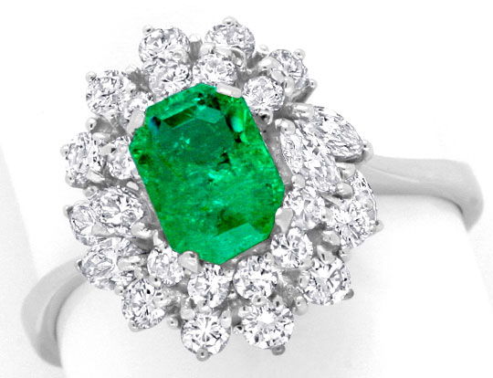 Foto 2 - Diamantring Smaragd Emerald Handarbeit Weißgold, S3782